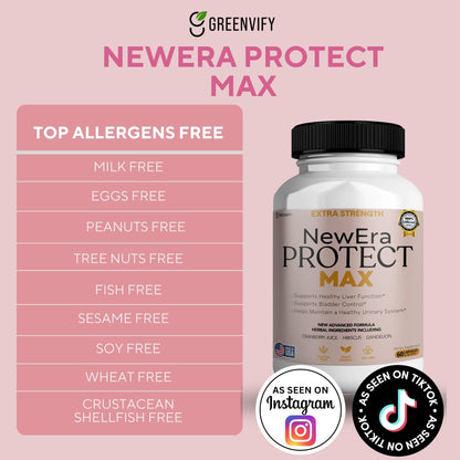 GREENVIFY New Era Protect Max Urinary Support – 60 Veggie Capsules | 1000mg D-Mannose with Cranberry, Hibiscus & Dandelion