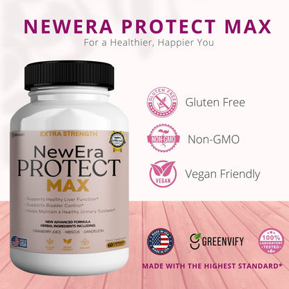 GREENVIFY New Era Protect Max Urinary Support – 60 Veggie Capsules | 1000mg D-Mannose with Cranberry, Hibiscus & Dandelion
