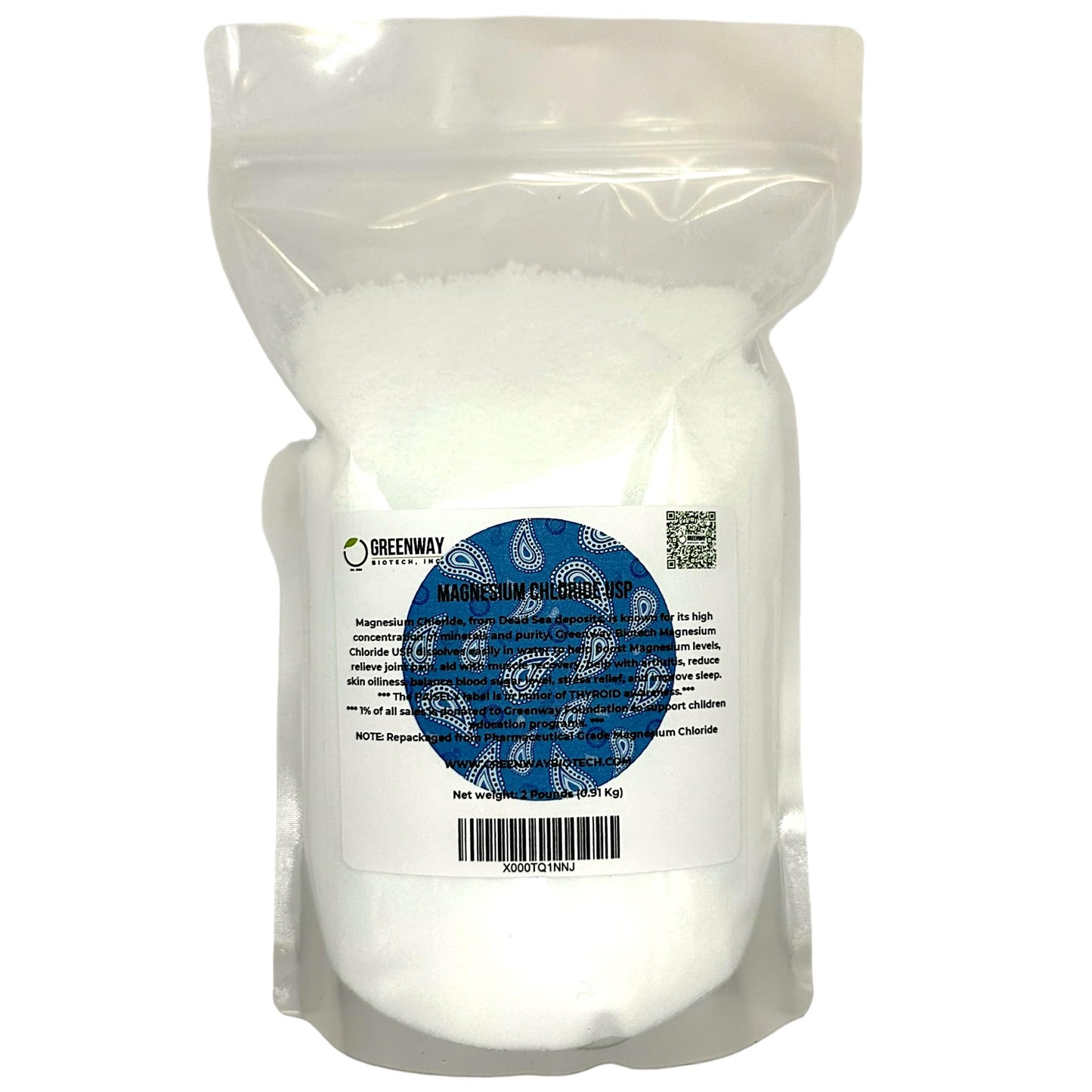 Greenway Biotech Organic Magnesium Chloride USP - 2 lb Powder, Edible Food Grade