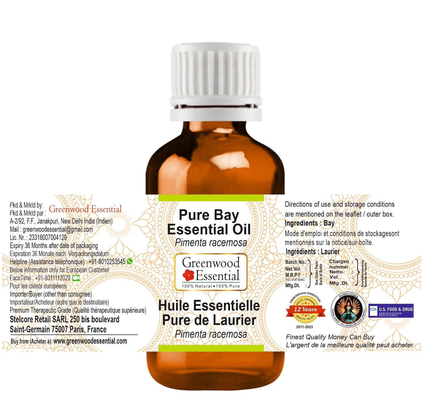 Greenwood Bay Essential Oil (Pimenta racemosa) – Pure 100ml