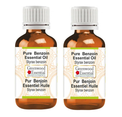 Greenwood Essential Benzoin Essential Oil (Styrax Benzoin) — Pure, Steam-Distilled, 100ml × 2