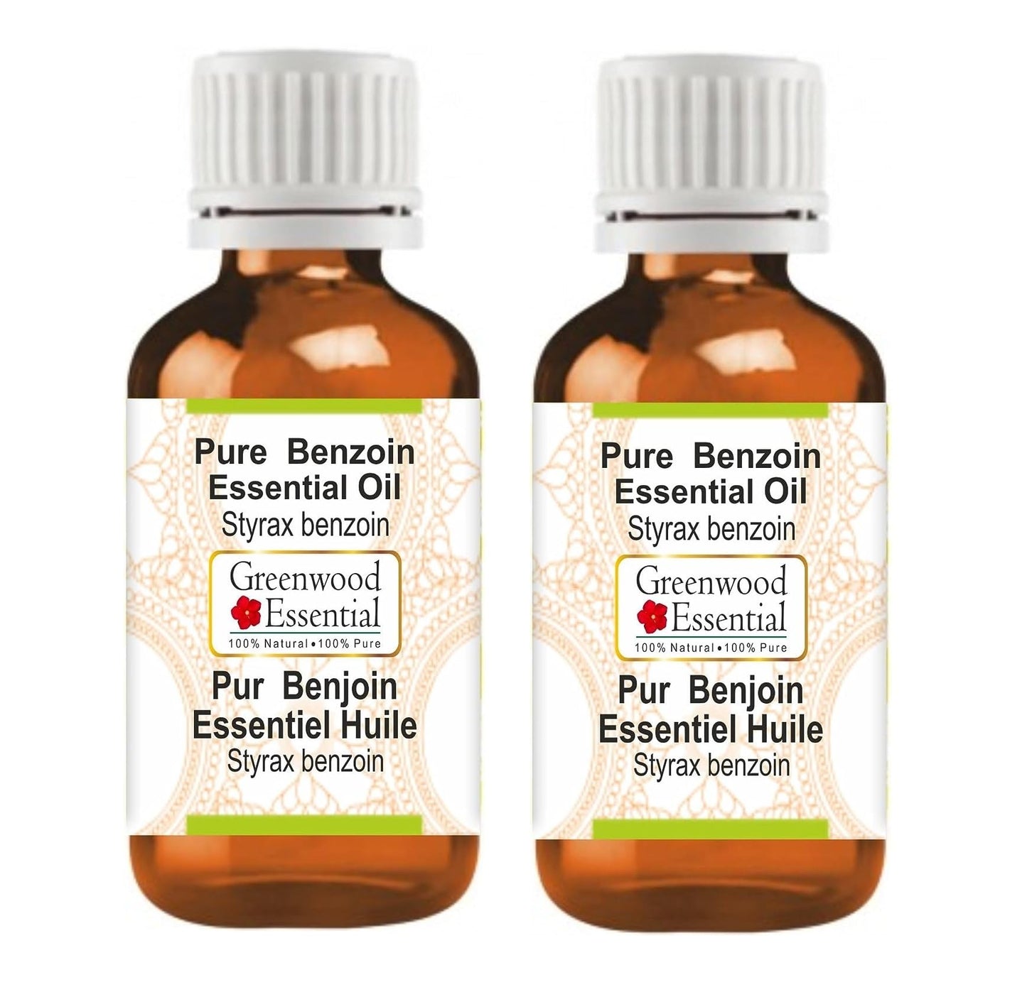 Greenwood Essential Benzoin Essential Oil (Styrax Benzoin) — Pure, Steam-Distilled, 100ml × 2