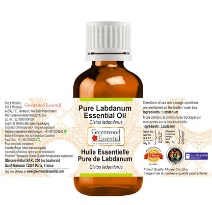 Greenwood Essential Pure Labdanum Essential Oil – Steam Distilled 100ml (3.38 oz)