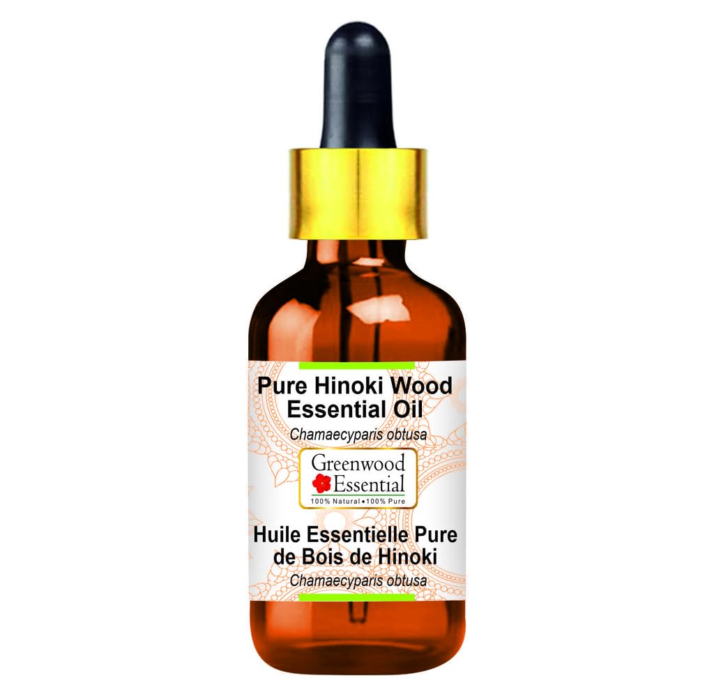 Greenwood Essential Hinoki Essential Oil (Chamaecyparis obtusa) with Glass Dropper – 5ml | Pure, Non-Greasy, Lightweight