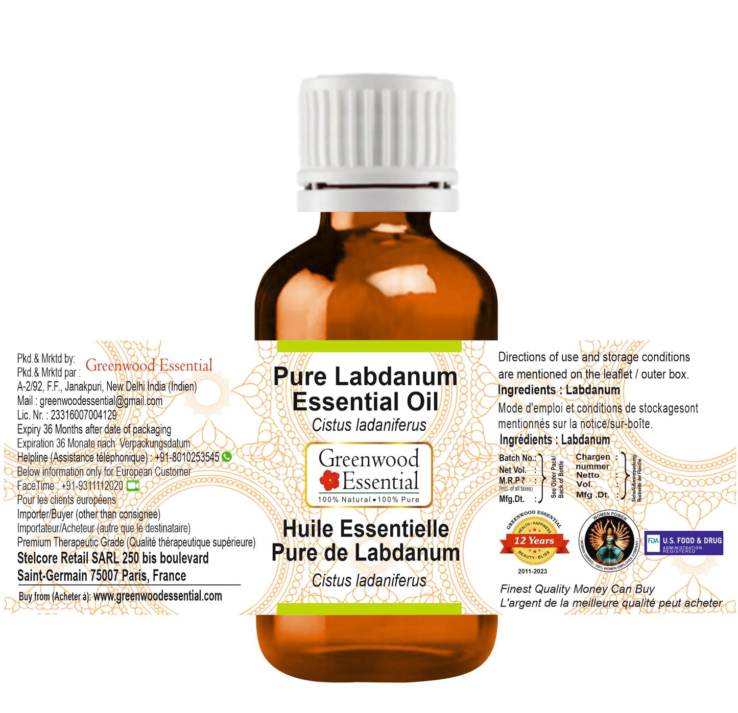 Greenwood Labdanum Essential Oil (Cistus ladaniferus) Pure 5ml - Steam Distilled
