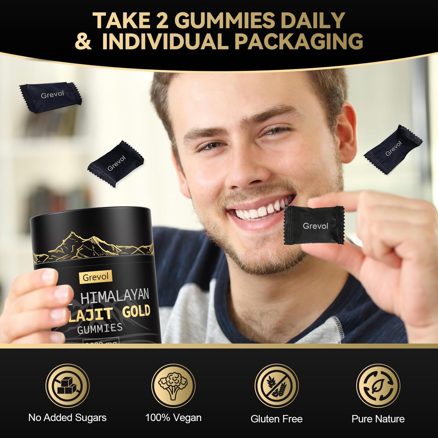 Grevol Himalayan Shilajit Gummies – Gold Grade Shilajit with Ashwagandha