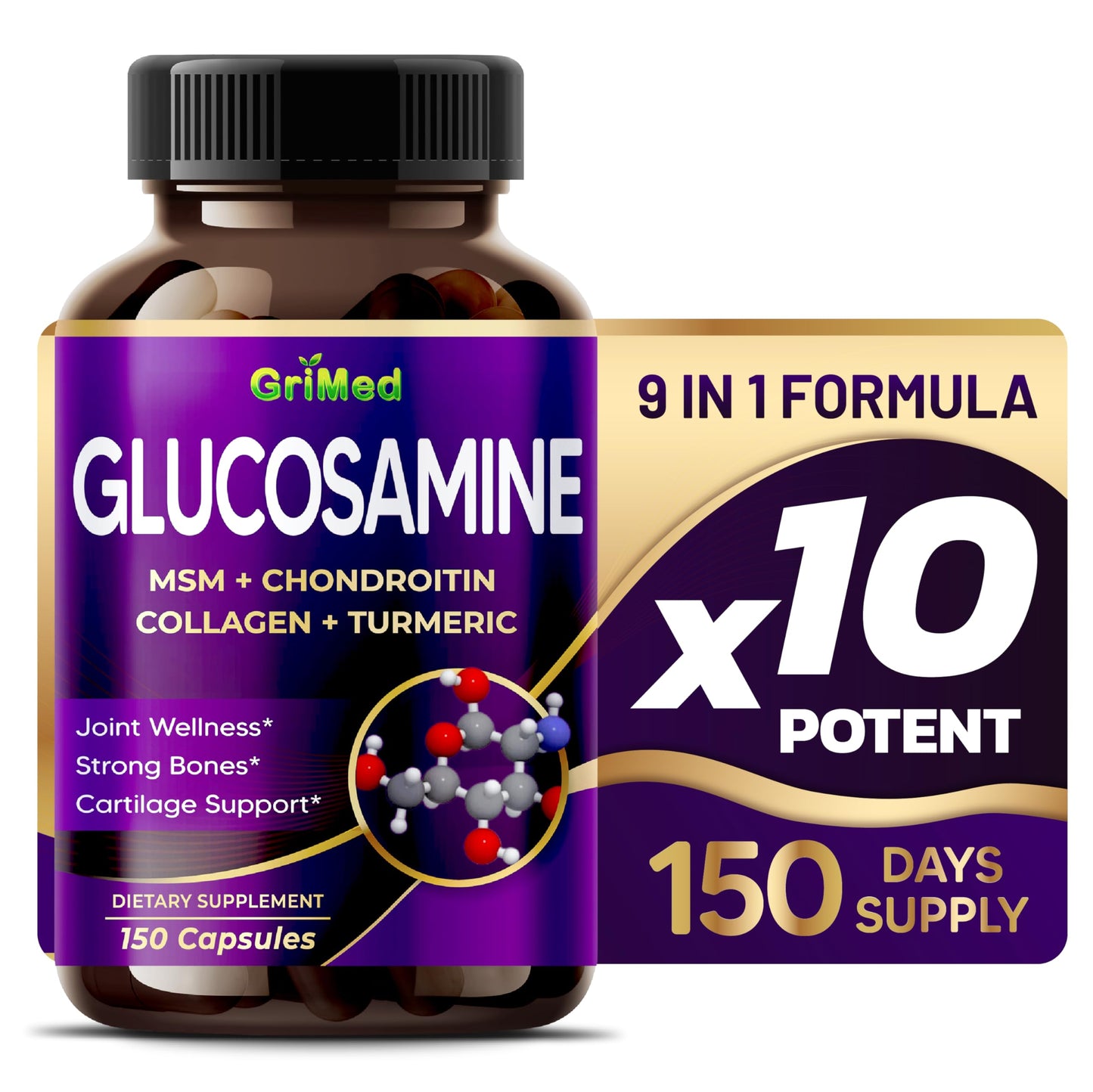 GriMed Glucosamine 12,000mg - 12X Power with MSM & Collagen | USA Made