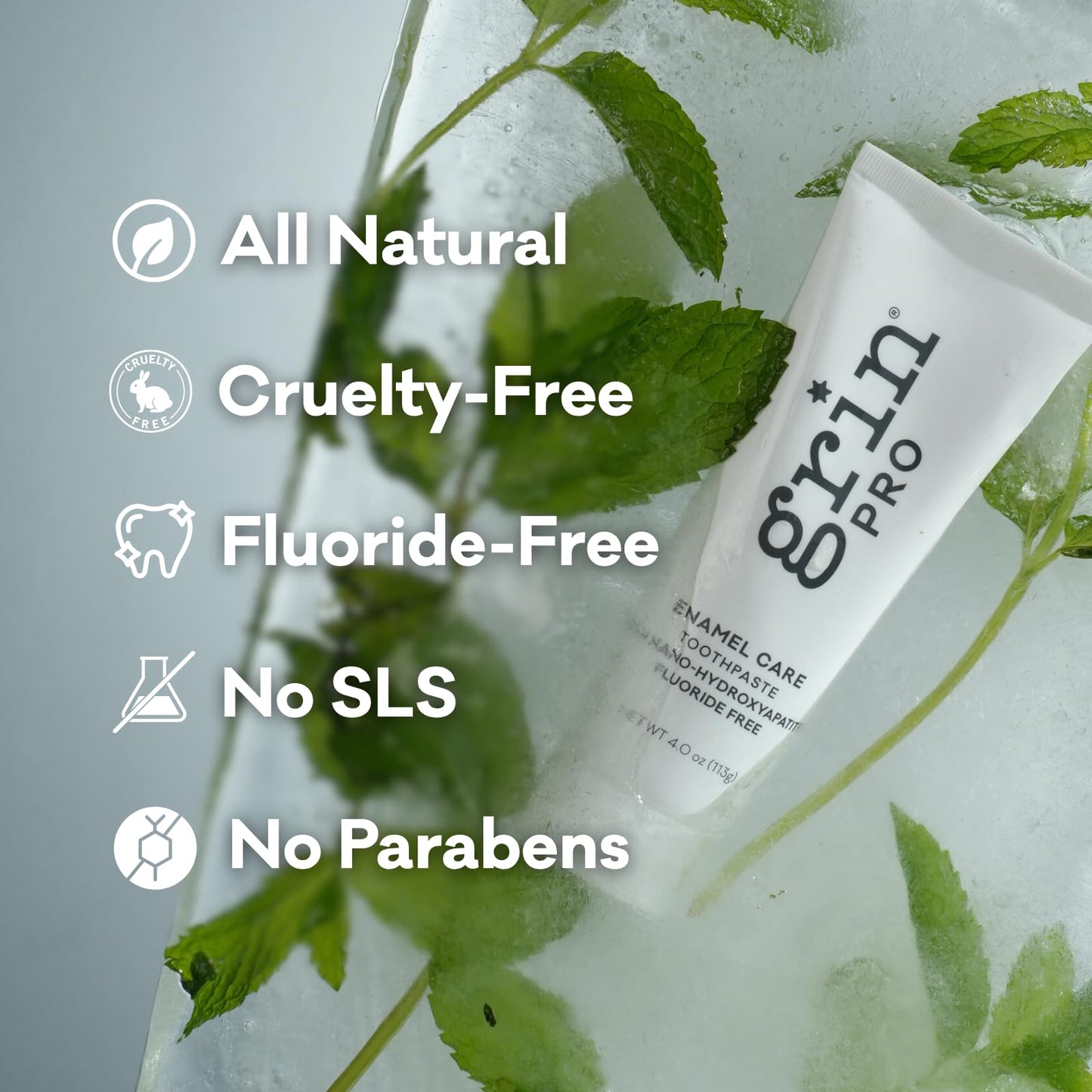 Grin Pro Enamel Repair Toothpaste – Fluoride Free Nano-Hydroxyapatite for Sensitive Teeth (4 oz) – Made in New Zealand
