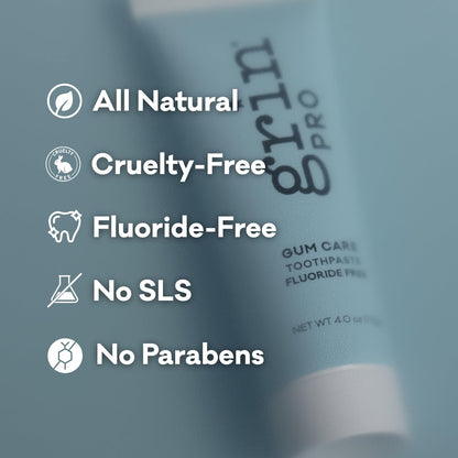 Grin Pro Gum Care Fluoride Free Toothpaste – Organic with Manuka Oil & Propolis | Fresh Breath & Gum Health