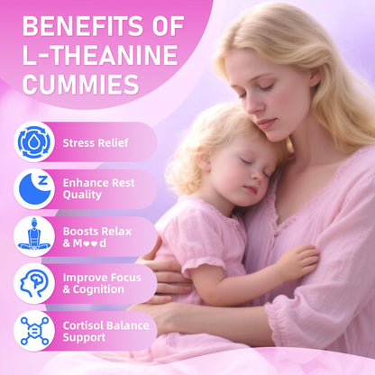 GrnLife L-Theanine Gummies – 400mg with GABA, Ashwagandha, 5HTP, Raspberry, 60 Count