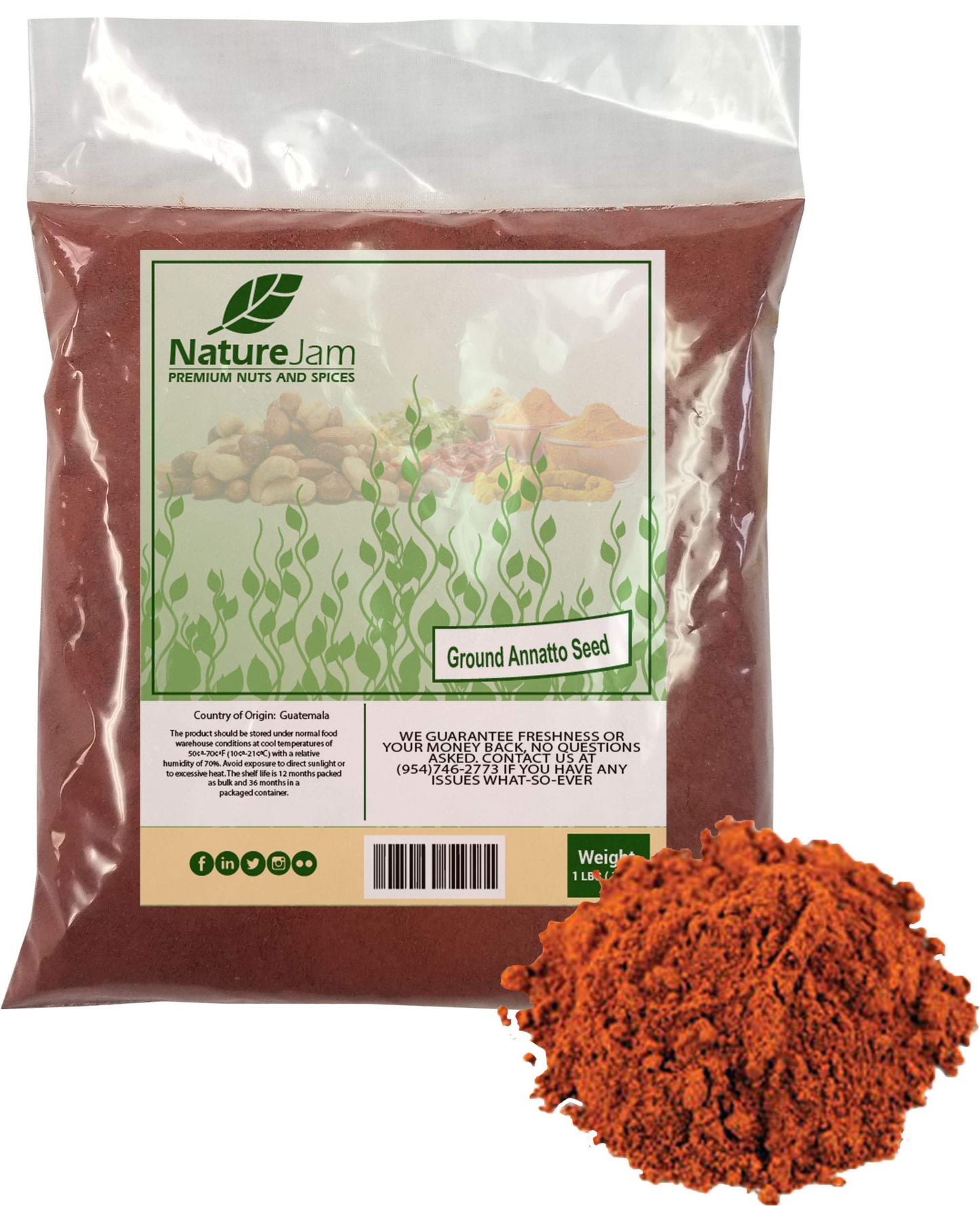 Ground Annatto Seed Powder 1 lb Bulk Bag | Vitamin E Tocotrienols