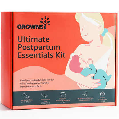 GROWNSY Postpartum Essentials Recovery Kit — 8-Piece Comfort & Care Set for New Moms