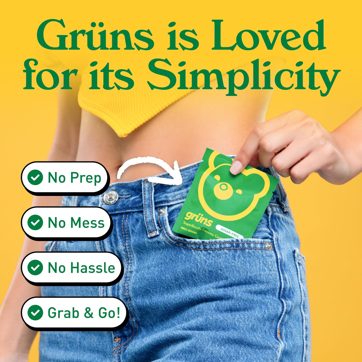 Grüns Adults Super Greens Gummies – Multivitamin, Digestive Health, Adaptogens