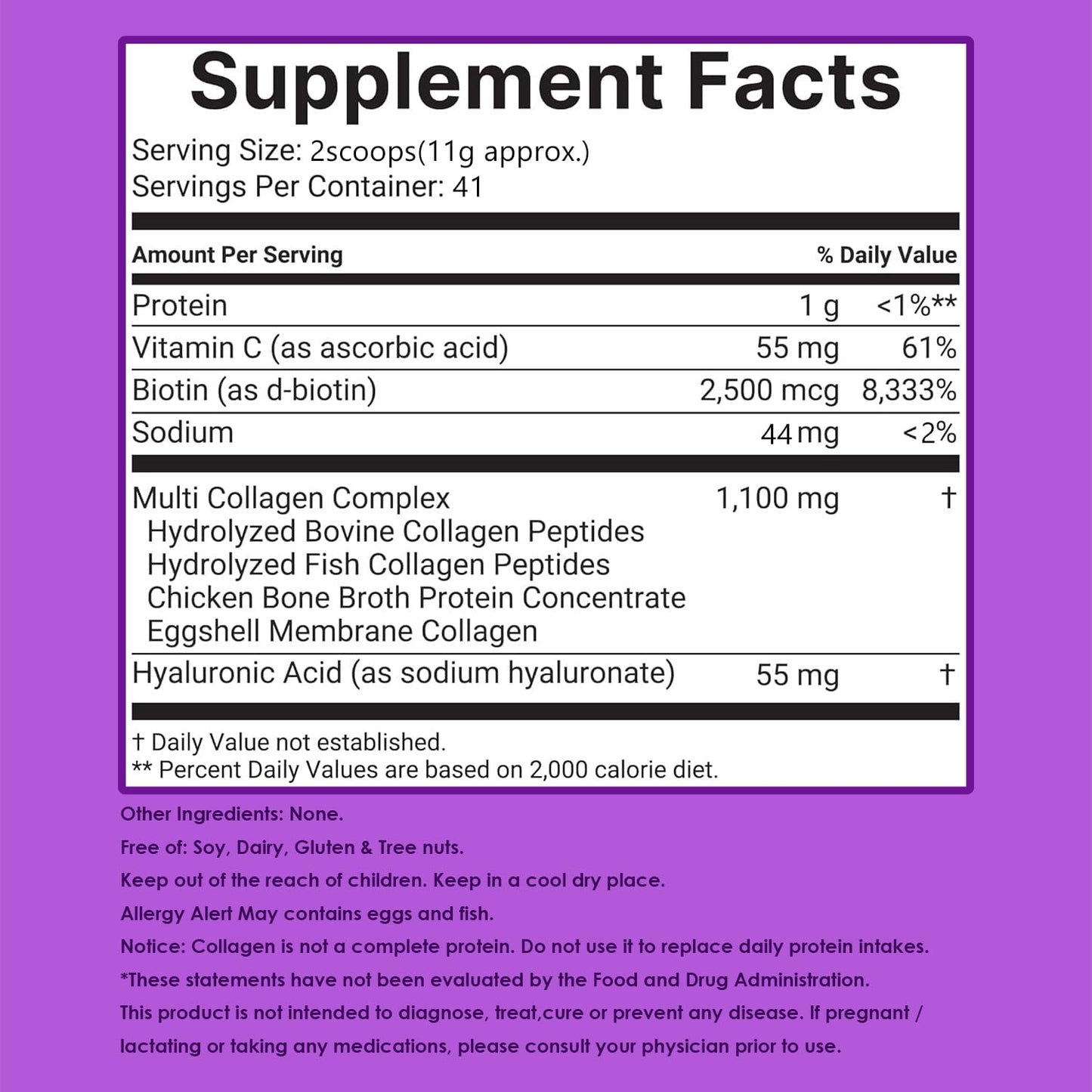 GSXR Multi Collagen Peptides Powder 1LB | Hydrolyzed Type I-X Collagen + Biotin, Hyaluronic Acid & Vitamin C