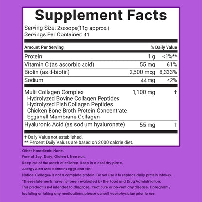 GSXR Multi Collagen Peptides Powder 1LB | Hydrolyzed Type I-X Collagen + Biotin, Hyaluronic Acid & Vitamin C