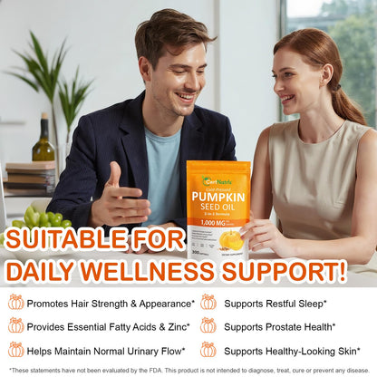 GTZSXNP Pumpkin Seed Oil Capsules 2 in 1 – Hair & Prostate Health (Non-GMO)