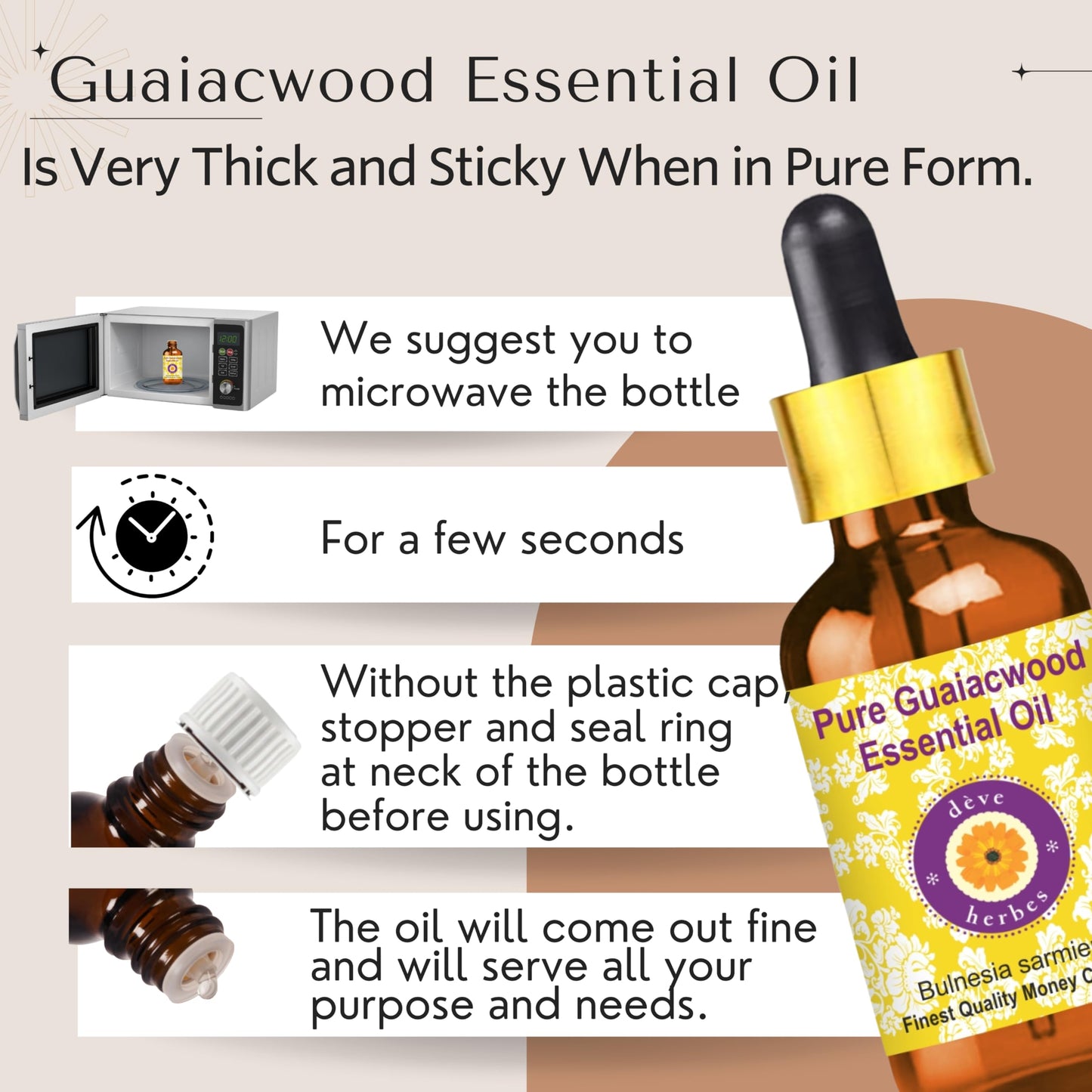 dève herbes Guaiacwood Essential Oil 120ml – Glass Dropper | Pure