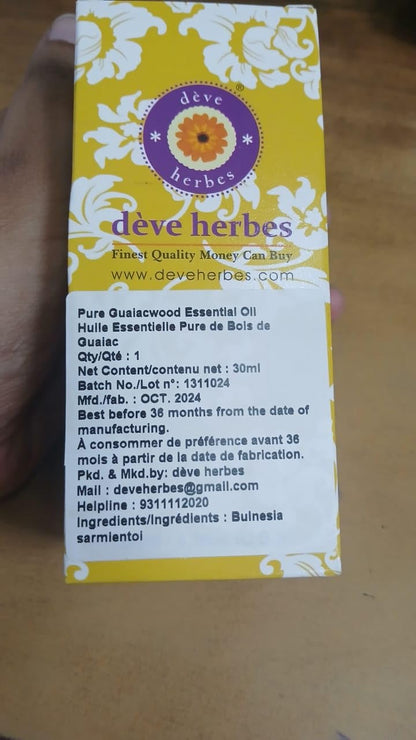 Deve Herbes Pure Guaiacwood Essential Oil – Steam Distilled 30ml (1 oz)