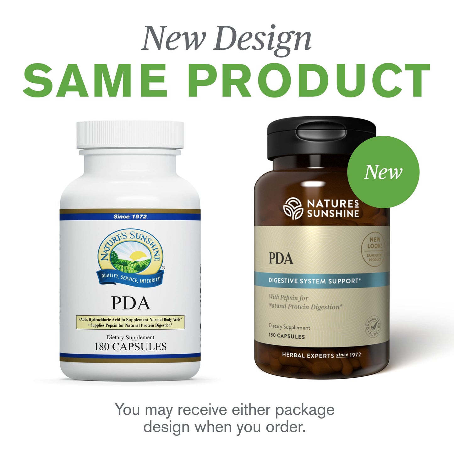 Nature's Sunshine PDA Combination 180 Caps - HCl & Pepsin Digestive Support