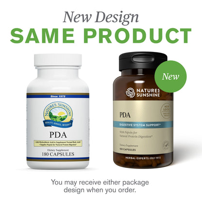 Nature's Sunshine PDA Combination 180 Caps - HCl & Pepsin Digestive Support