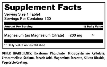 Amazing Formulas Magnesium Citrate 200 mg | 120 Count | Non-GMO, Gluten Free | Made in USA