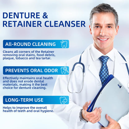 Retainer & Denture Cleaner Kit - 120 Tablets | Mouth Night Guard Case
