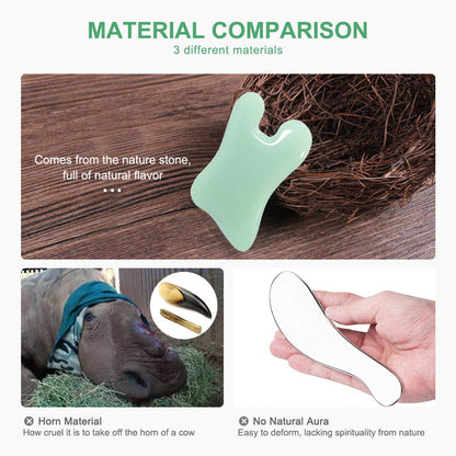 airogym Guasha Massage Tool – Natural Stone Gua Sha Board 4-Piece Set for Spa, Acupuncture & Lymphatic Drainage