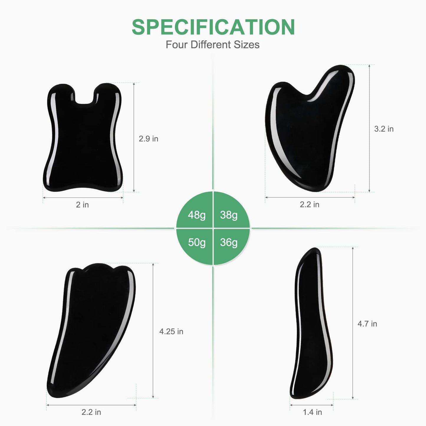 airogym Guasha Massage Tool – 4pc Natural Gua Sha Board Set