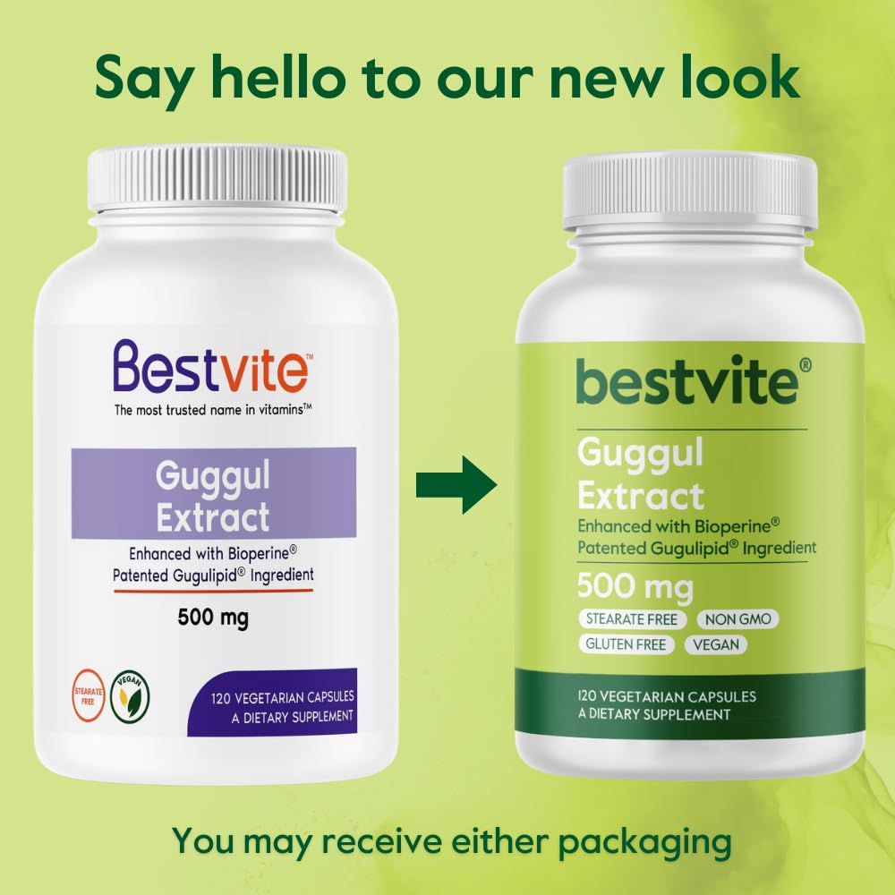 Guggul Extract 500mg (120 Vegetarian Capsules) – Clinically Studied, Patented, Bioperine Enhanced