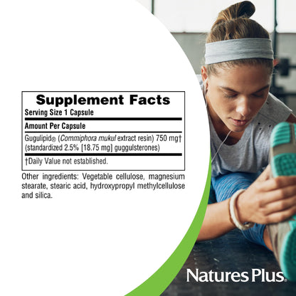 Natures Plus Gugulipid 750 mg – 60 Veg Capsules | 2.5% Guggulsterones