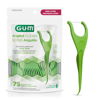 GUM Angled Floss Picks – Extra Strong Shred-Resistant Mint, 75 Count