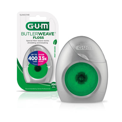 GUM ButlerWeave Woven Dental Floss – Mint, Waxed, Shred-Resistant, 1 Count