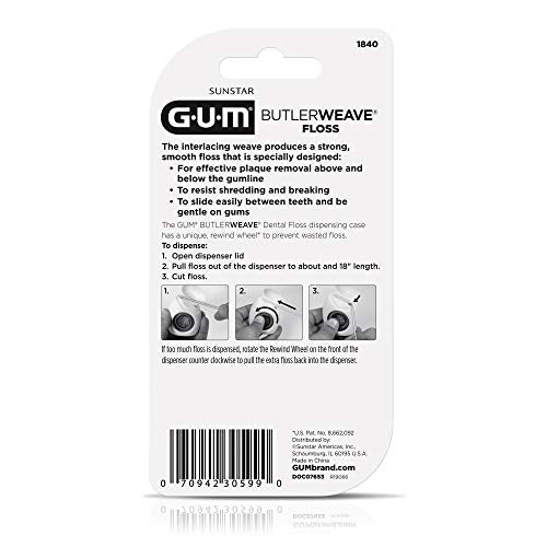GUM ButlerWeave Woven Dental Floss – Mint, Waxed, Shred-Resistant, 1 Count