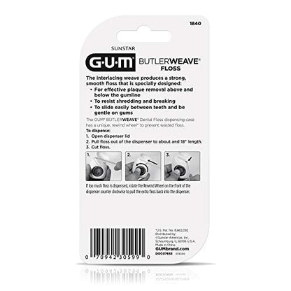 GUM ButlerWeave Woven Dental Floss – Mint, Waxed, Shred-Resistant, 1 Count