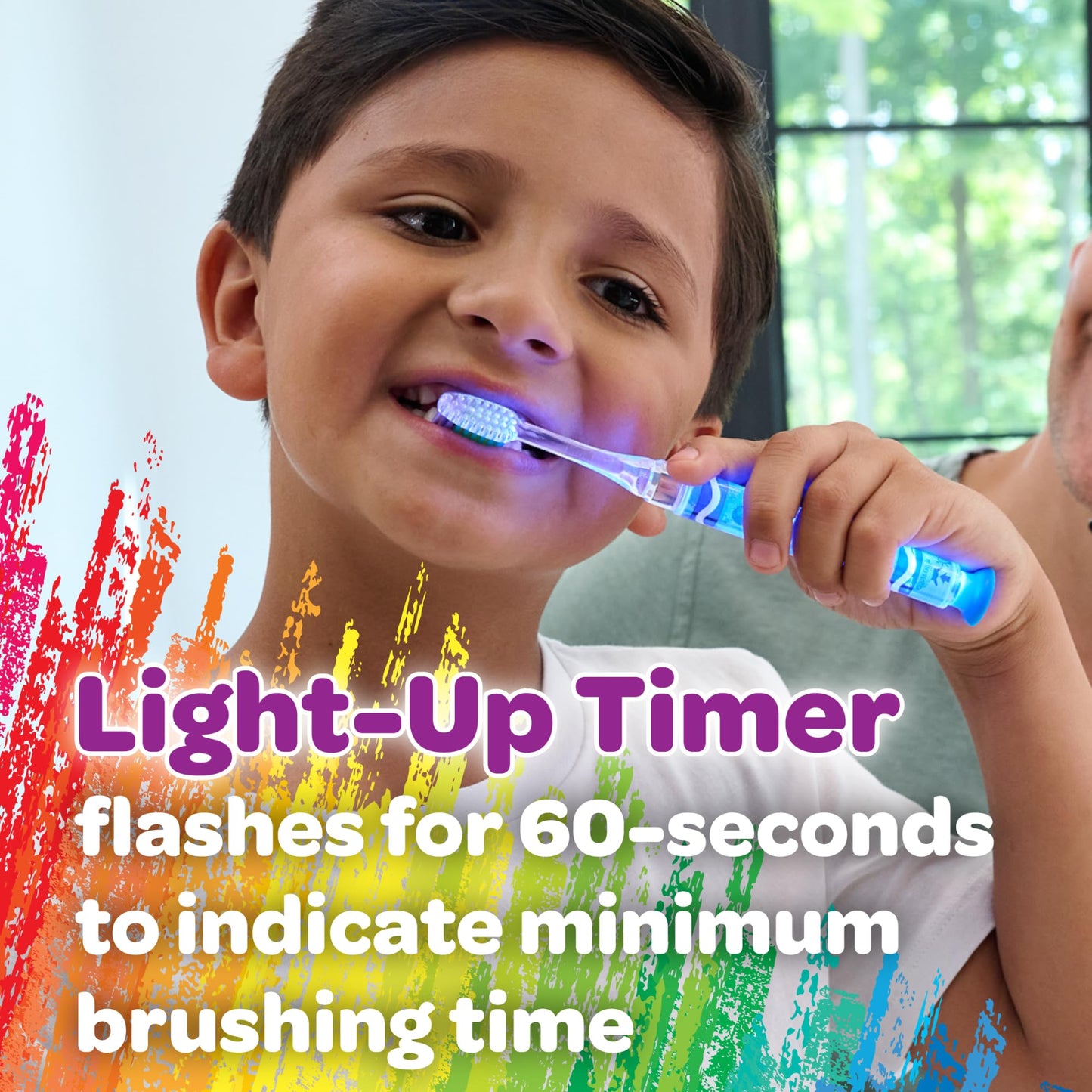 GUM Crayola Kids Light-Up Timer Toothbrush – Soft Bristles & Suction Cup (3+)