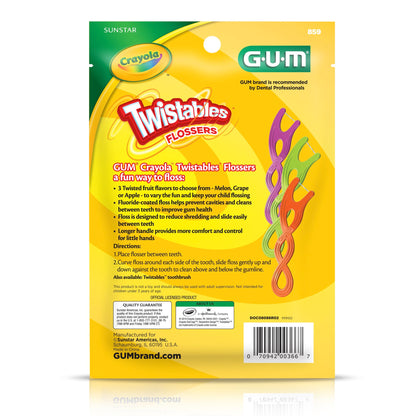 GUM Crayola Twistables Kids Flossers with Fluoride – 90 Count (Ages 3+)