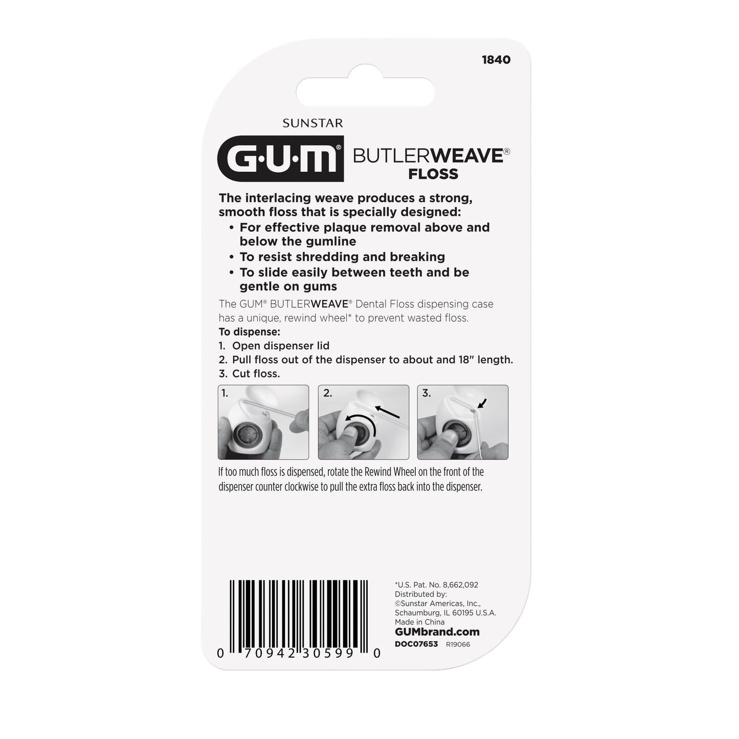 GUM ButlerWeave Woven Dental Floss – Mint, Waxed, Shred-Resistant, 1 Count