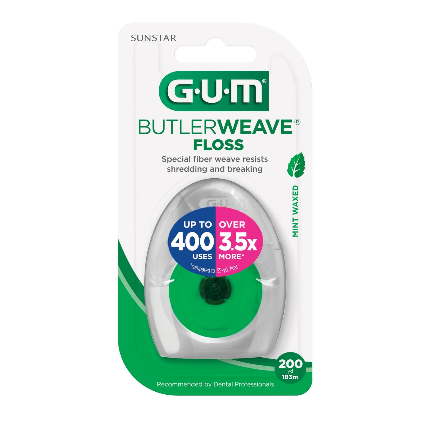 GUM ButlerWeave Woven Dental Floss – Mint, Waxed, Shred-Resistant, 1 Count