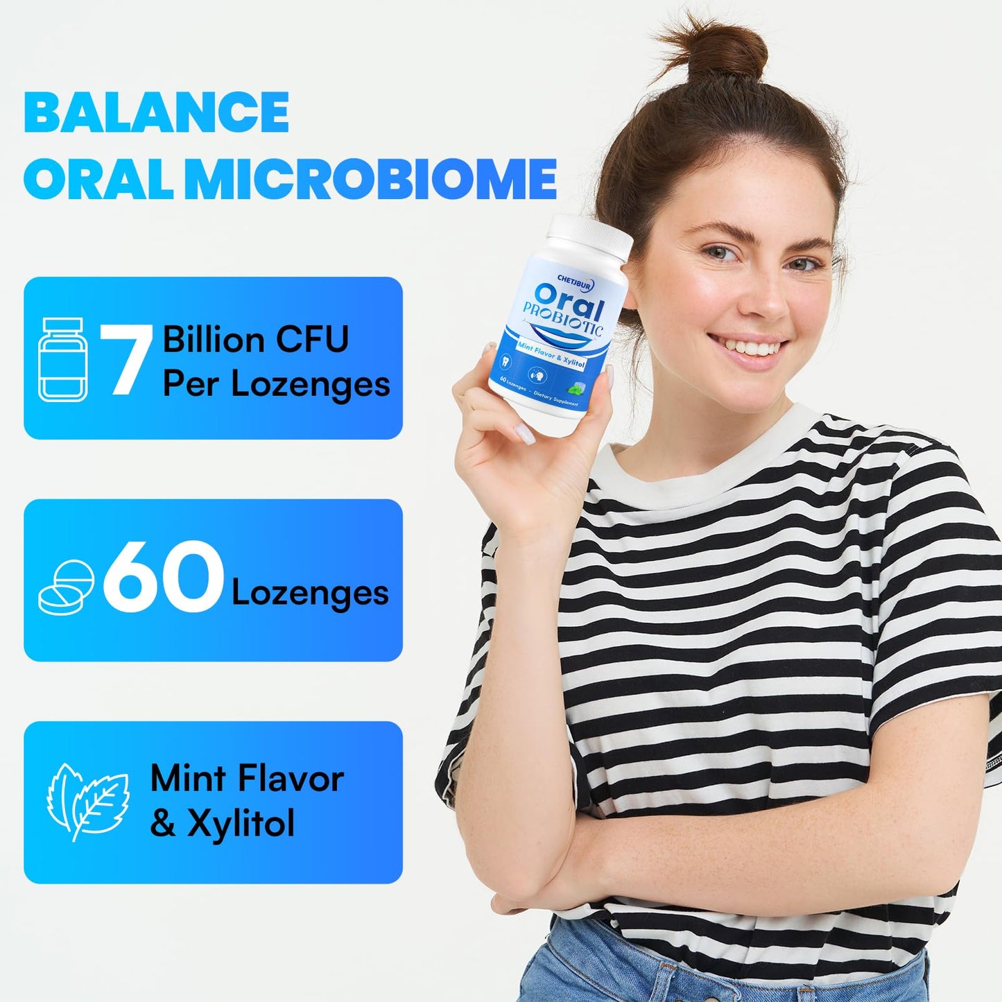 Oral Probiotics 11B CFU with M18 & A12 – Fresh Breath, Gum Health (120 Lozenges)
