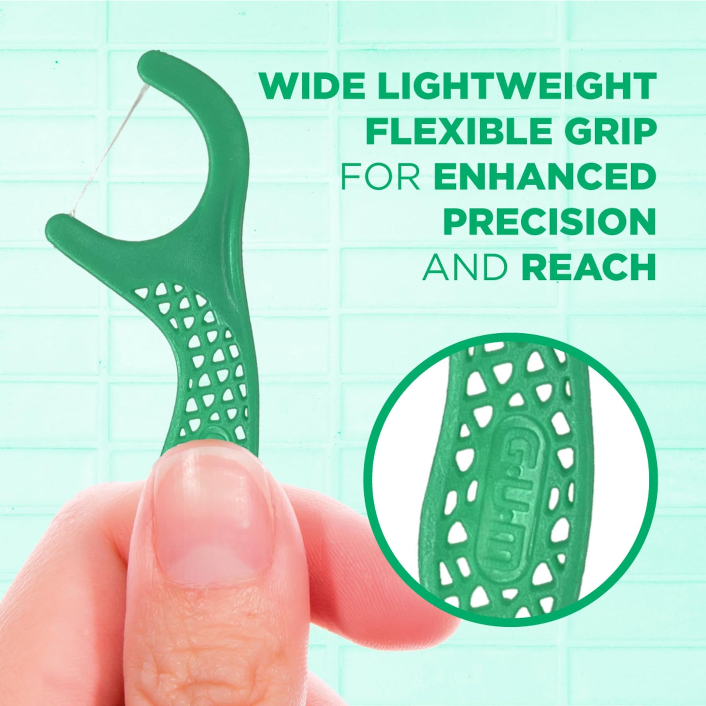 GUM Professional Clean Floss Picks – Extra-Strong Mint Floss, Easy-Grip Handle (90 Count, Pack of 6)