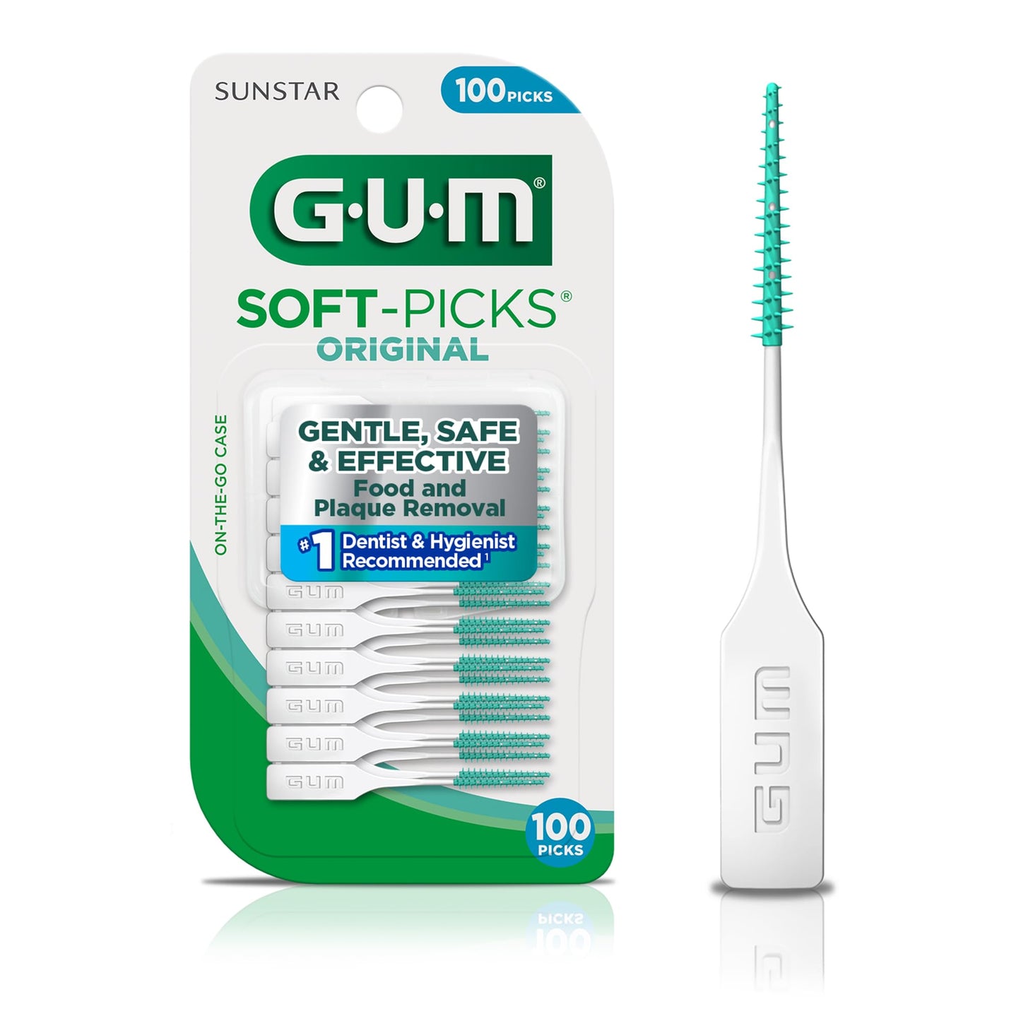 GUM Soft-Picks Original – Disposable Interdental Brushes with Carry Case (100 Count)