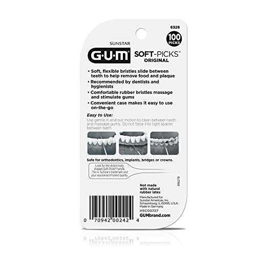 GUM Soft-Picks Original – Disposable Interdental Brushes with Carry Case (100 Count)