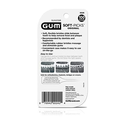 GUM Soft-Picks Original – Disposable Interdental Brushes with Carry Case (100 Count)