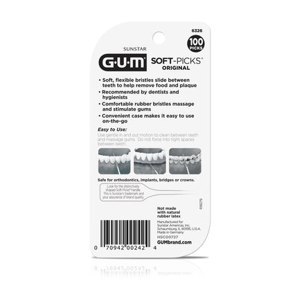 GUM Soft-Picks Original – Disposable Interdental Brushes with Carry Case (100 Count)