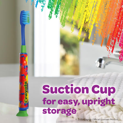 GUM Crayola Deep Clean Kids Toothbrushes – Ultra-Soft, Suction Cup (Ages 4-9) Pack of 4