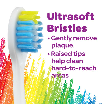 GUM Crayola Pip-Squeaks Kids' Manual Toothbrushes – Extra Soft Bristles, 3-5 Years, Suction Cup Base (Pack of 4)