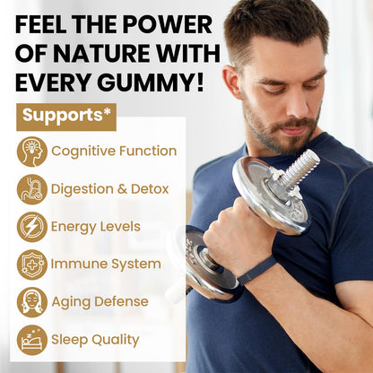 1500MG Shilajit Gummies – 4-in-1 with Ashwagandha, Sea Moss, Black Seed | Energy & Immunity | 60 Gummies