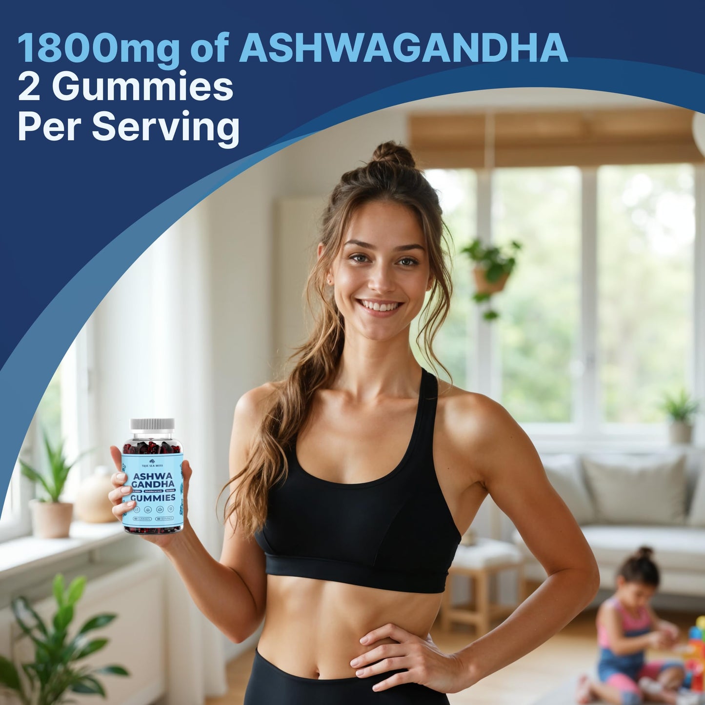 TrueSeaMoss Sea Moss Gummies with Ashwagandha – 1200mg/Serving, Vegan, Non-GMO, Made in USA, 60 Gummies