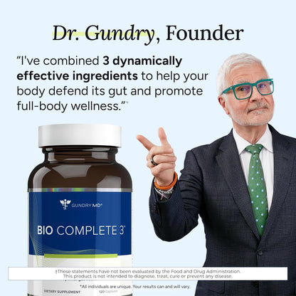 Gundry MD Bio Complete 3 — 3-in-1 Prebiotic, Probiotic, Postbiotic for Gut Health (90-Day Supply)