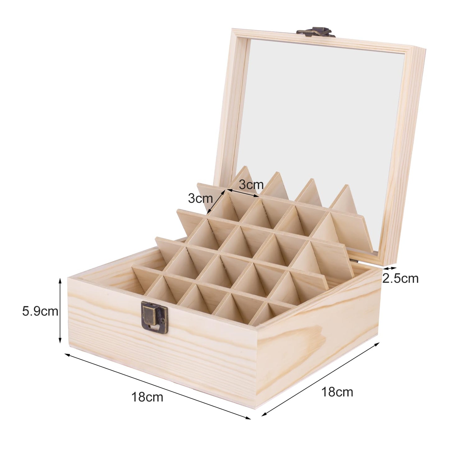 Guolich Essential Oil Storage Box – 25-Slot Wooden Display for 15 ml Bottles